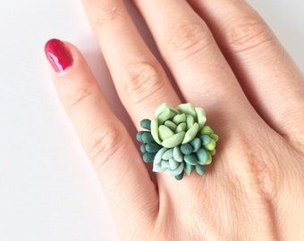 Green succulent ring succulent jewelry plant jewelry green ring succulent wedding miniature succulent terrarium jewelry southwestern wedding