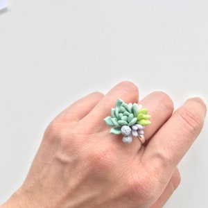 Succulent ring succulent jewerly mint succulent wedding Plant Jewelry blush mint wedding nature lower ring pretty little ring green ring imagem 4