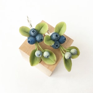 Blueberry earrings berry jewelry berries earings woodland wedding natural earrings sterling silver jewelry blueberry jewelry clay berry