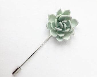 Succulent lapel pin mint succulent boutonniere succulent groomsmen button hole wedding boutonniere groom boutonniere best man boutonniere