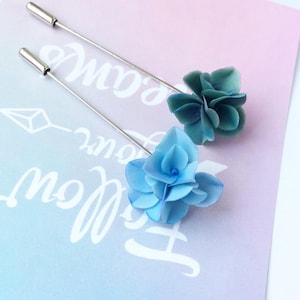 Blue hydrangea lapel pin, wedding boutonniere, mens wedding boutonniere, suit pin, lapel pin flower, flower pin, mens lapel pin, pin flower