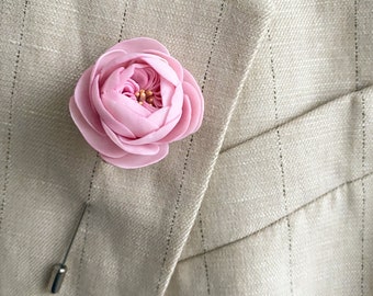 Peony lapel pin pink flower lapel pin wedding flower lapel pin mens buttonhole wedding boutonniere floral grooms pin brooch suit lapel pin