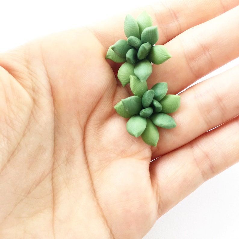 Verde Pendientes suculentos stud joyería suculenta planta joyería pendientes planta aretes stud botánico joyería verde pendientes flor suculenta boda imagen 7