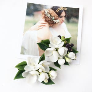 Ivory flower hair clip berries hair clip white blossom hair piece wedding hair piece bridal hairclip flower head piece wedding hair piece