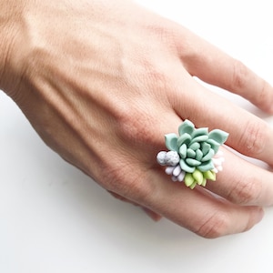 Succulent ring succulent jewerly mint succulent wedding Plant Jewelry blush mint wedding nature lower ring pretty little ring green ring