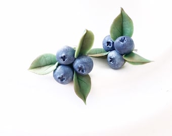 Blueberry stud earrings berry studs blueberry jewerly berry earrings forest berries jewelry botanical jewerly nature lover gift rustic studs