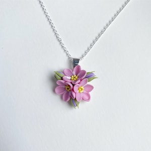 pink flower pendant pink necklace tiny pink pendant floral pendant botanical jewerly pink flower jewelry delicate pendant
