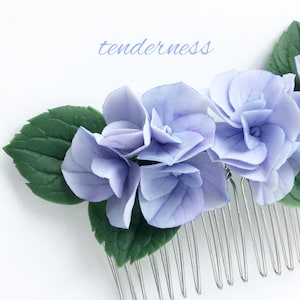 Flower comb hydrangea hair comb bridesmaid hairpiece bridal comb wedding comb floral hair piece blue flower hair piece rustic hair comb blue