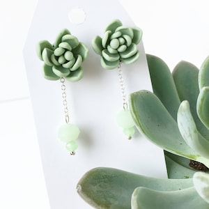 Succulent earrings studs mint succulent jewelry plant earrings botanical jewelry succulent wedding bridesmaids gift green earrings nature