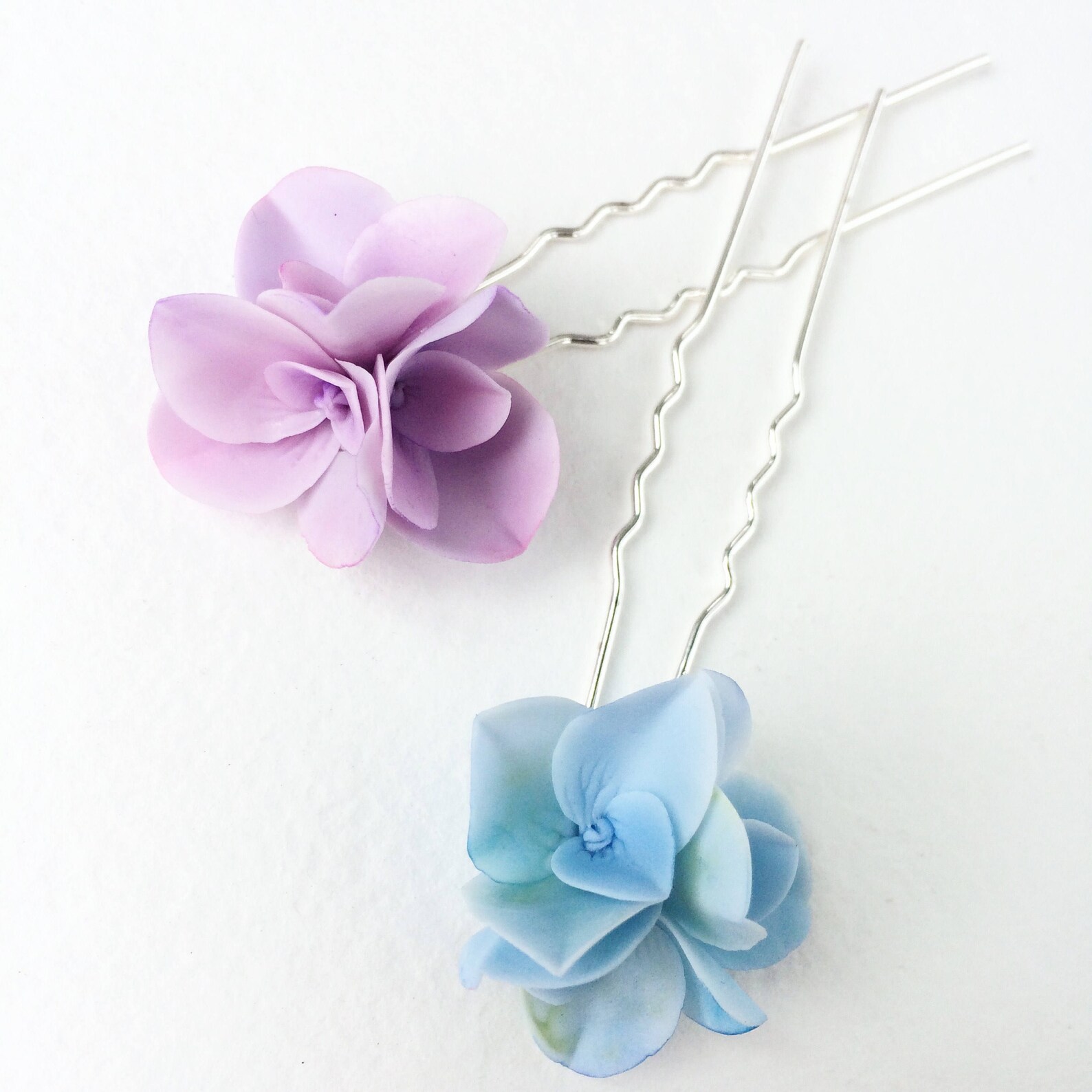 Hydrangea Hair Pins Blue Flower Bridal Hair Pins Wedding Hair Etsy