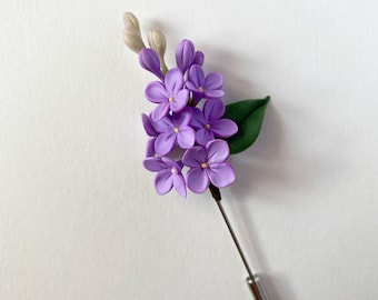 Flower lilac lapel pin for men, Wedding boutonniere brooch,  Men brooch,  Floral boutonniere, Suit lapel pin acessories, lilac buttonhole