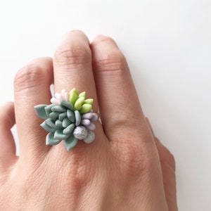 Succulent ring succulent jewerly mint succulent wedding Plant Jewelry blush mint wedding nature lower ring pretty little ring green ring image 8