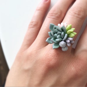 Succulent ring succulent jewerly mint succulent wedding Plant Jewelry blush mint wedding nature lower ring pretty little ring green ring imagem 6