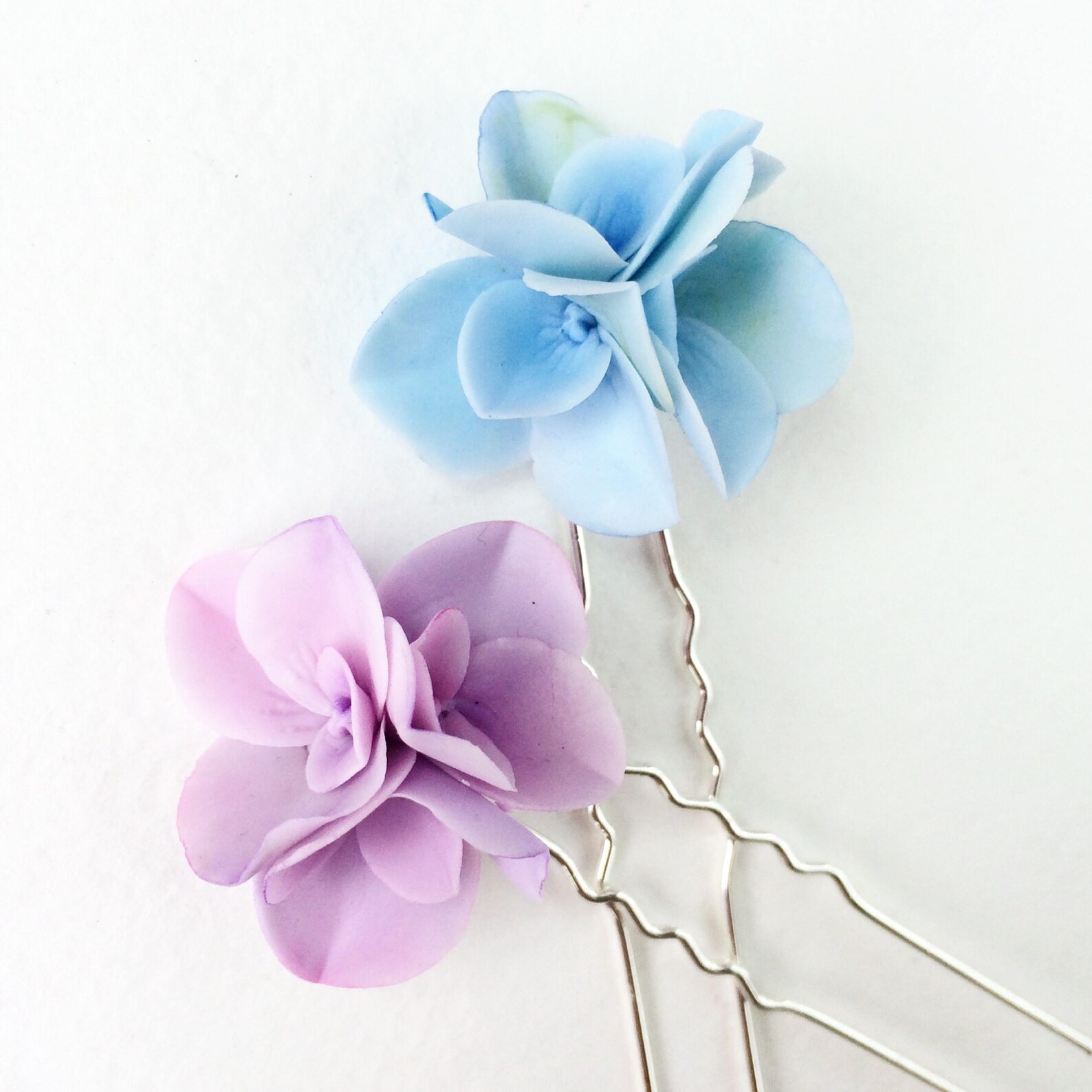 Hydrangea Hair Pins Blue Flower Bridal Hair Pins Wedding Hair Etsy