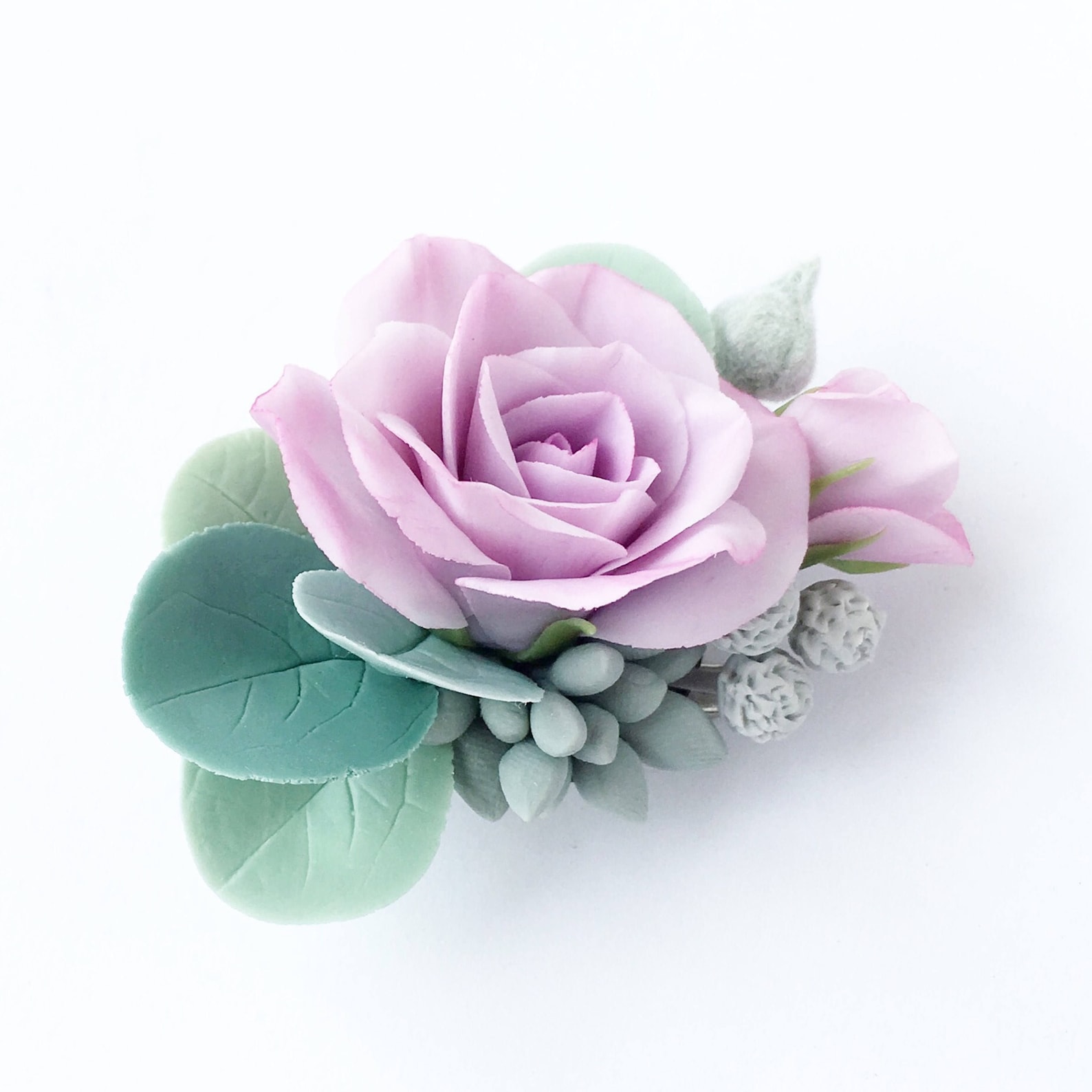 Triple Open Flower Rose Jaw Clip - Blue Lavender main image 1