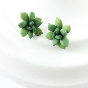 Verde Pendientes suculentos stud joyería suculenta planta joyería pendientes planta aretes stud botánico joyería verde pendientes flor suculenta boda imagen 3