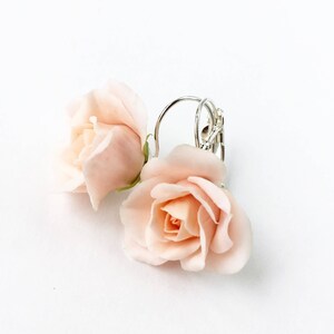 Peach rose earrings botanical earrings blush peach wedding bridal earrings bridesmaids earrings rose jewelry natural earrings flower earring