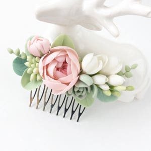 Blush succulent wedding set bridal hair comb blush succulent hair comb wedding boutonniere Flower button hole mint succulent bridal comb