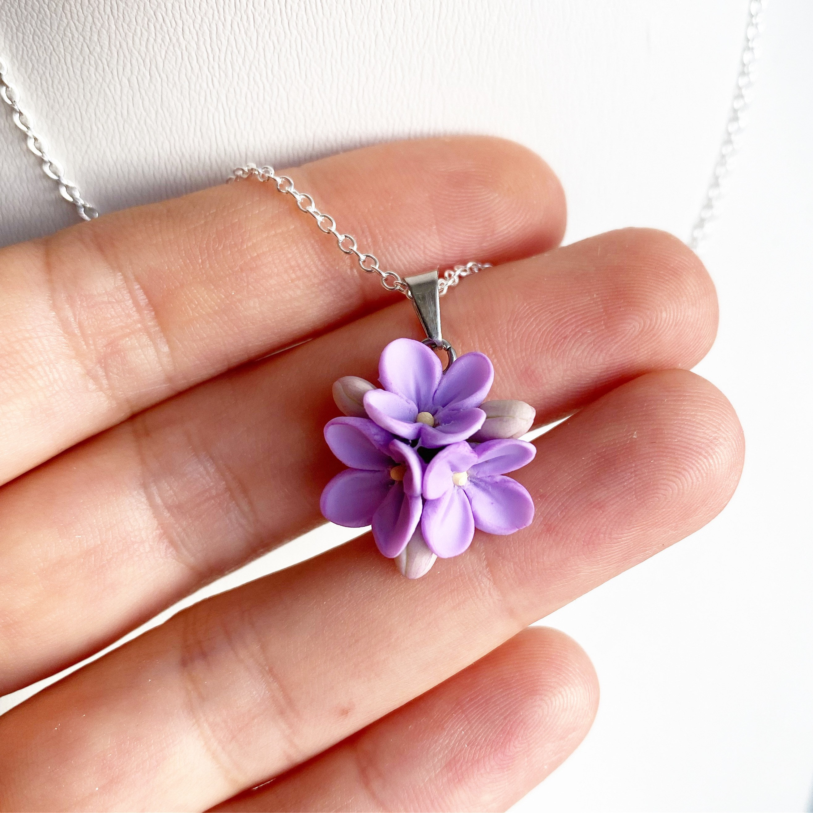 Lilac Pendant Lilac Necklace Botanical Jewerly Floral Pendant Lilac Flower Pendant Lilac Jewelry Delicate Pendant Minimalist Pendant Etsy