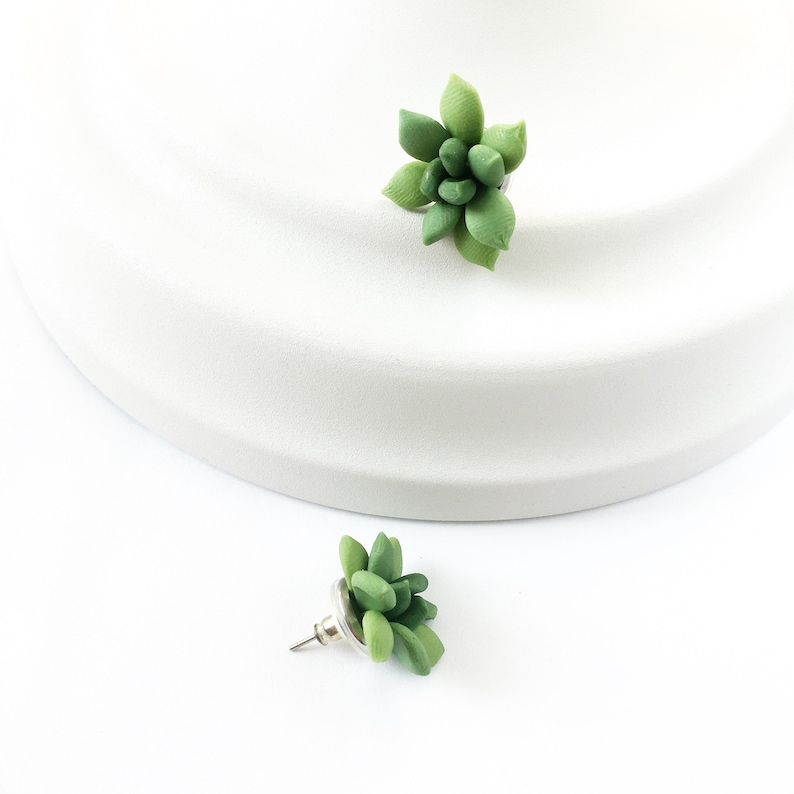 Verde Pendientes suculentos stud joyería suculenta planta joyería pendientes planta aretes stud botánico joyería verde pendientes flor suculenta boda imagen 2