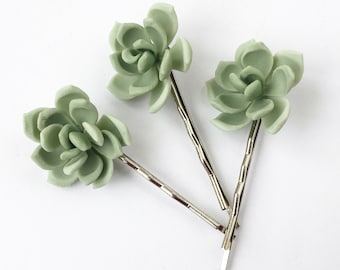 Succulent bobby pins bridal succulent hair pieces green succulent hair grips southwestern wedding hairpiece bridal pics green succulent pics