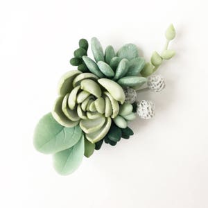 Green succulent hair clip succulent hairpiece green flower headpiece succulent wedding greenery hairclip southwestern wedding succulent mint