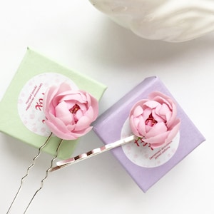 Pink peony hair pin flower hair pin wedding hair pins bridal blush flower bridal headpieces flower hair stick flower bobby pin rose hair pin