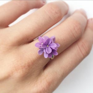 Lilac ring, lilac flower ring for rustic wedding, botanical ring, botanical jewelry, flower jewerly, woodland wedding ring, nature inspired