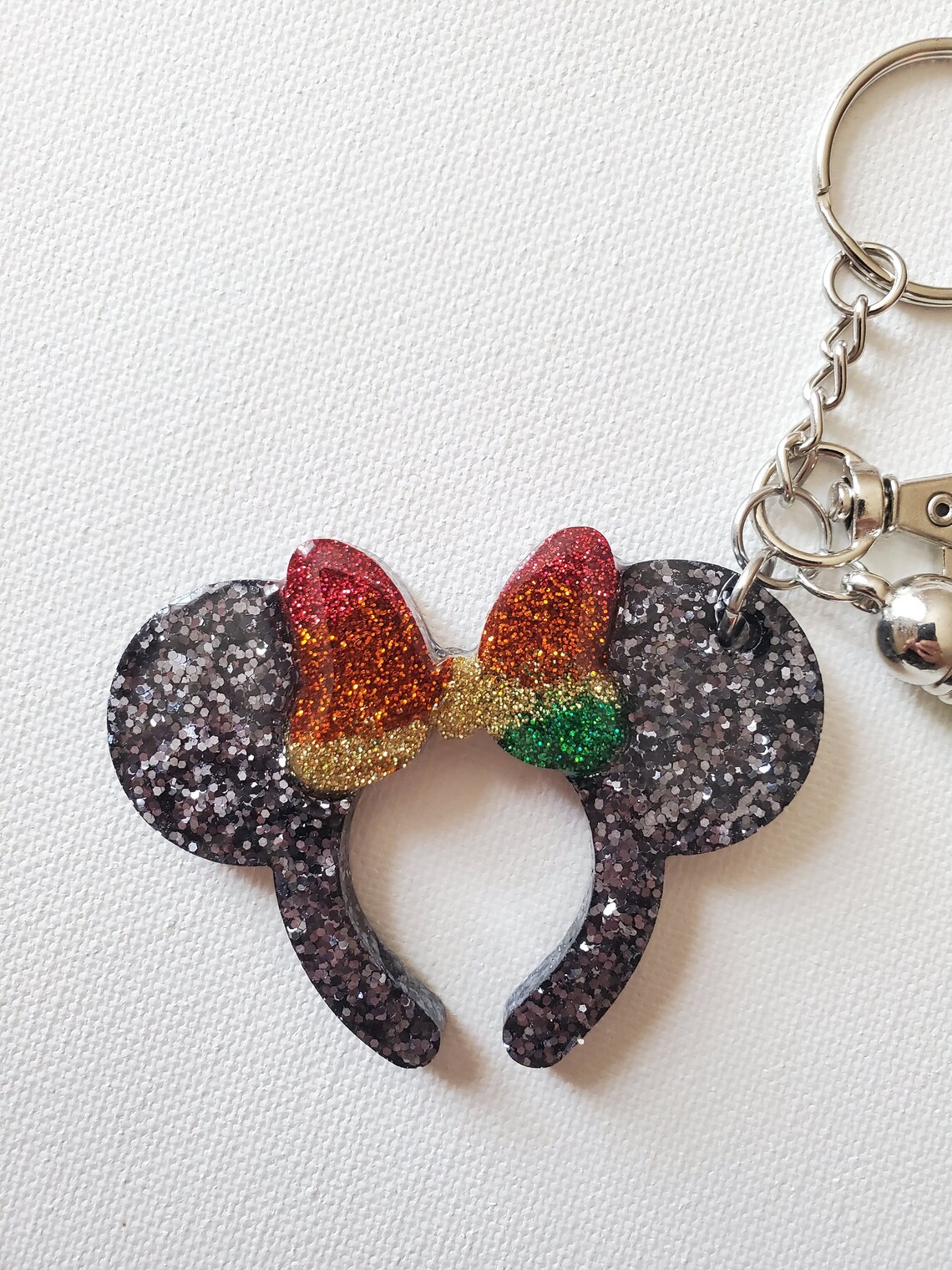 Minnie Ear Keychain Disney Keychain Glitter Keychain Etsy