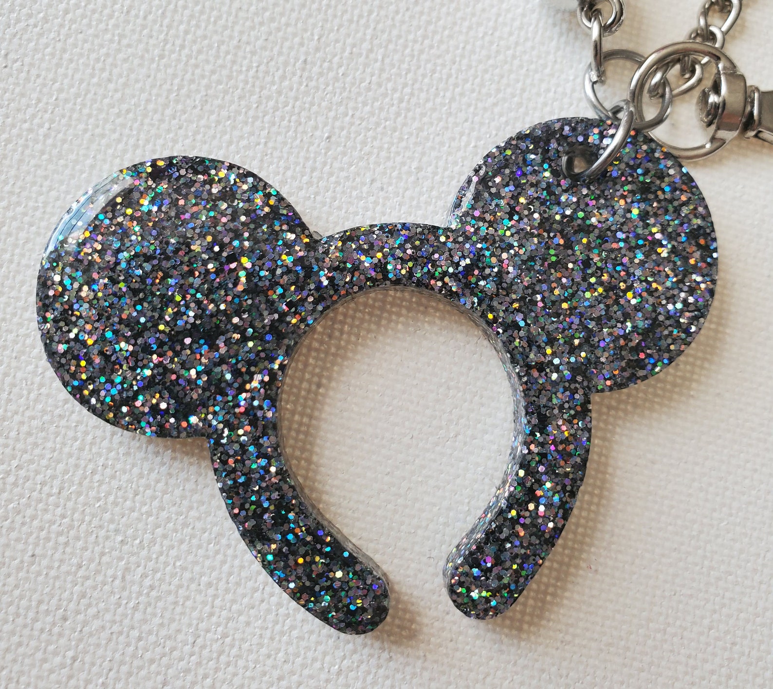 Mickey Ear Keychain Disney Keychain Glitter Keychain Etsy