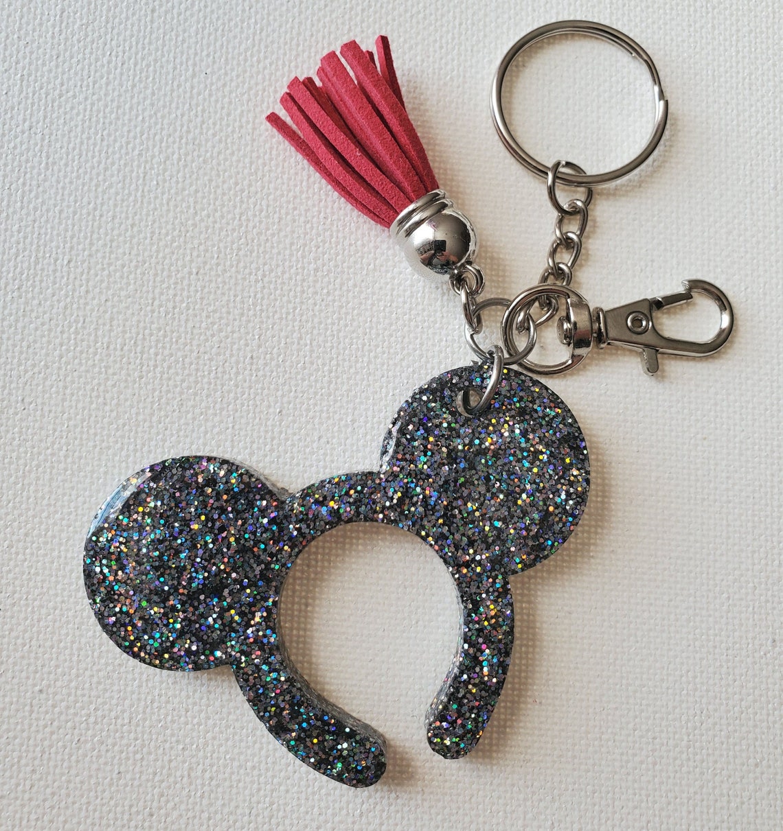 Mickey Ear Keychain Disney Keychain Glitter Keychain Etsy
