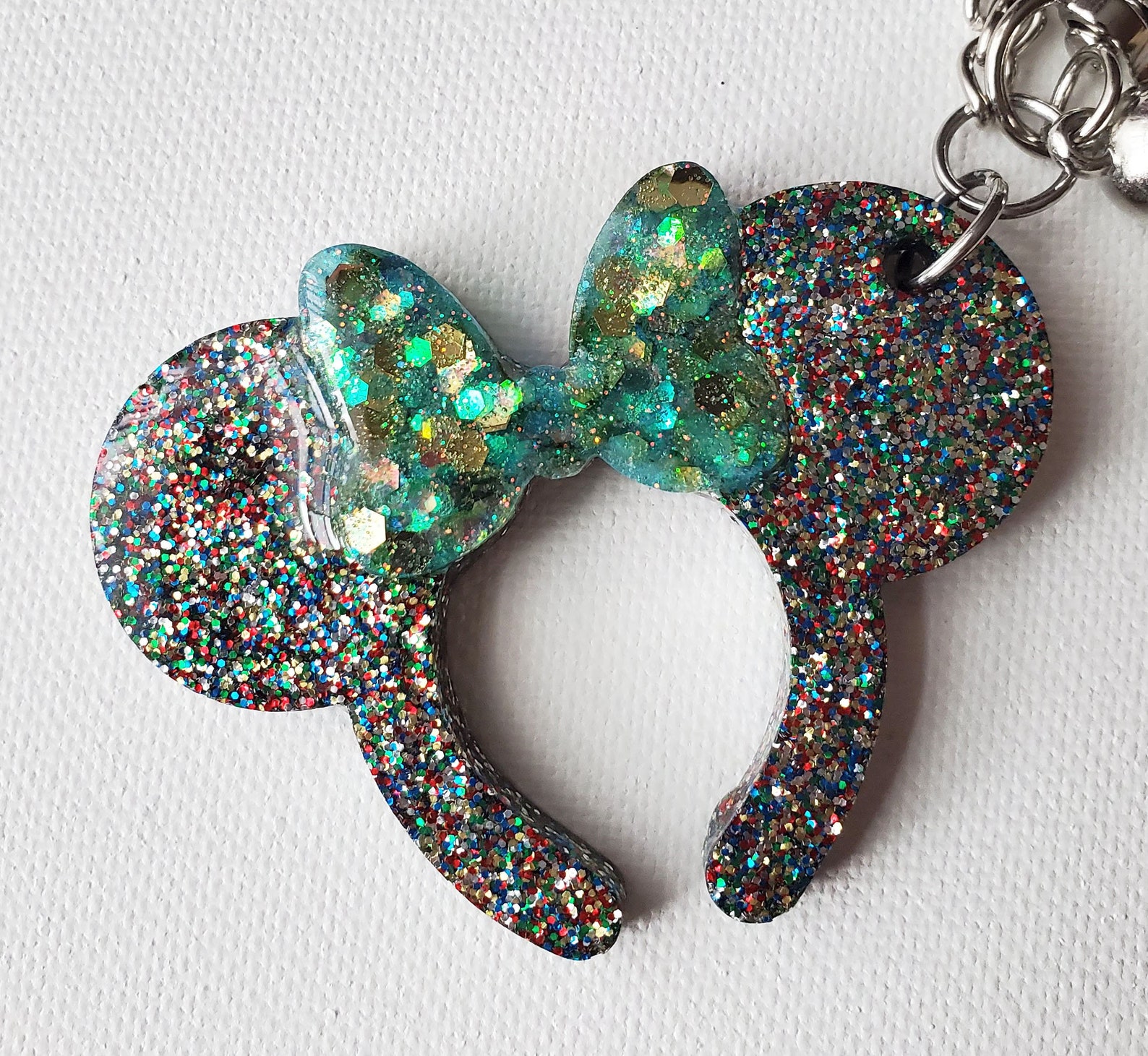 Minnie Ear Keychain Disney Keychain Glitter Keychain Etsy