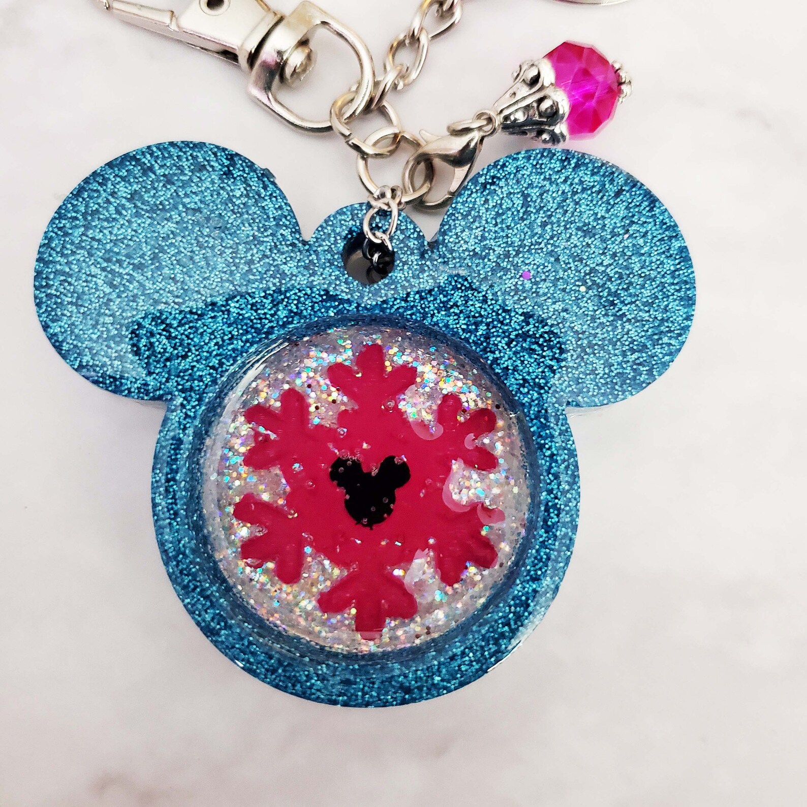 Mickey Snowflake Keychain Mickey Christmas Purse Charm | Etsy
