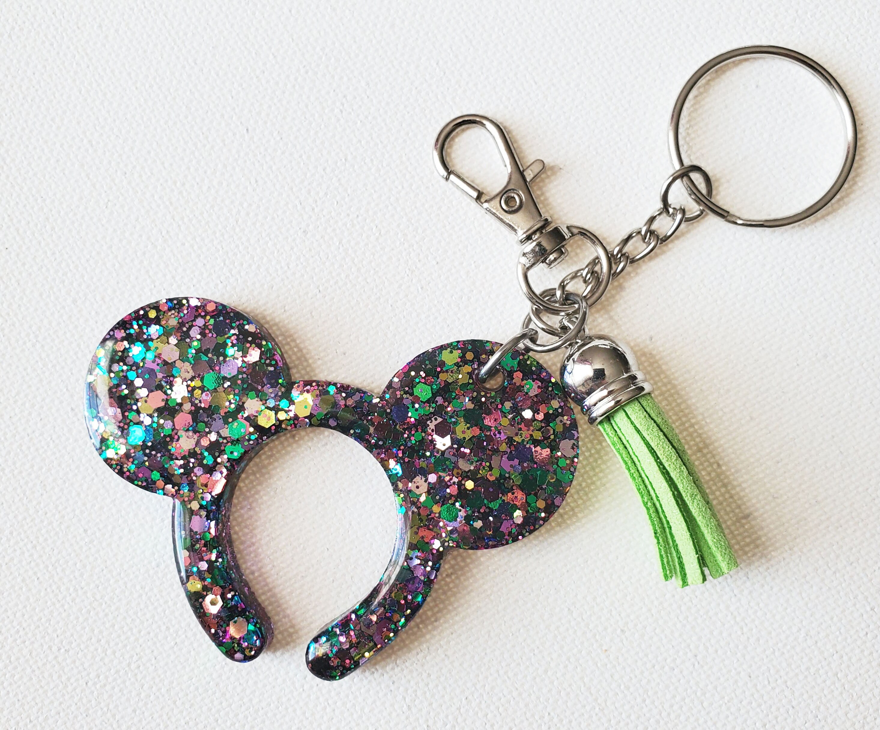 Mickey Ear Keychain Disney Keychain Glitter Keychain Etsy