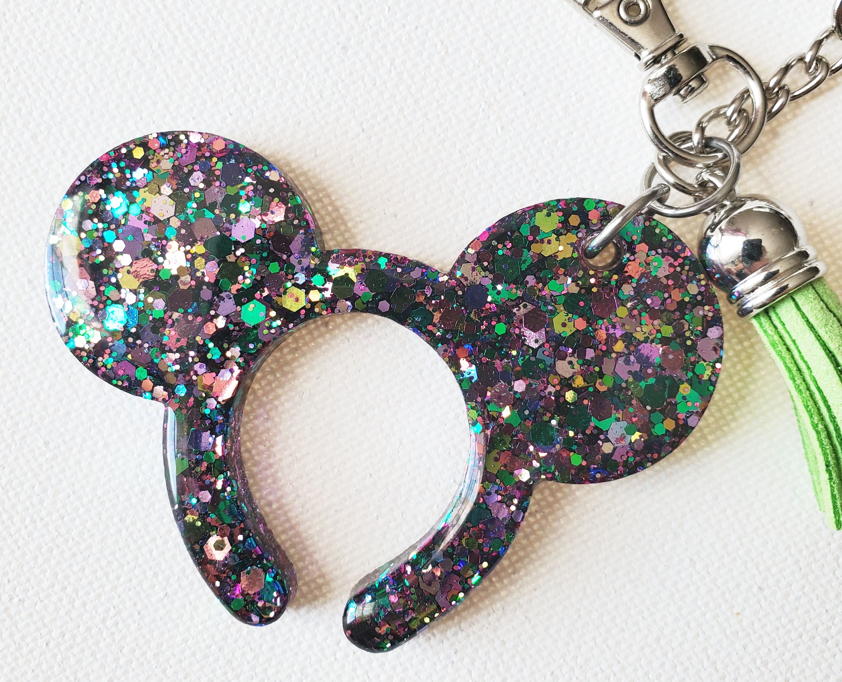 Mickey Ear Keychain Disney Keychain Glitter Keychain Etsy