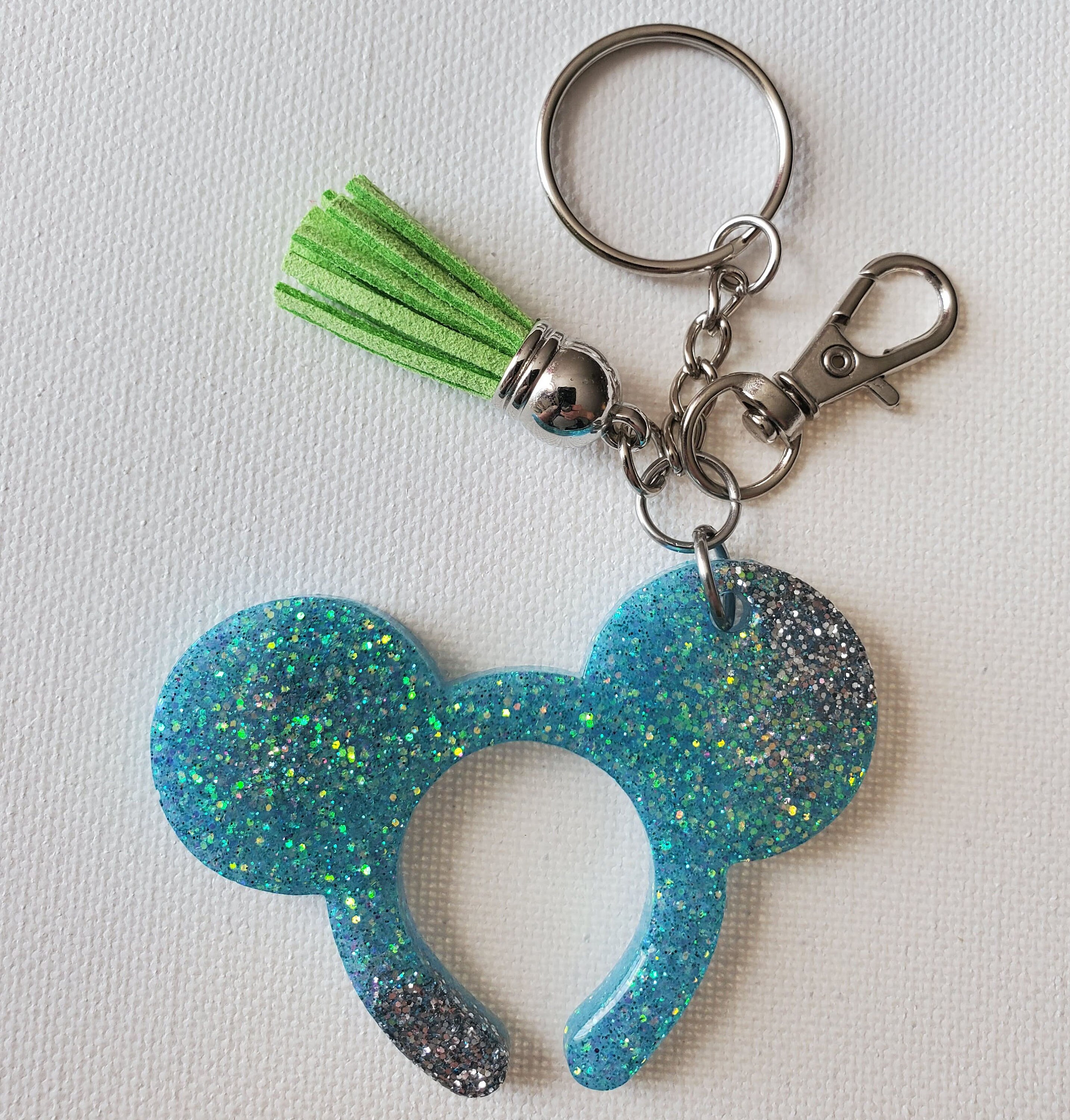 Mickey Ear Keychain Disney Keychain Glitter Keychain Etsy