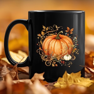 Mug d'Halloween, Mug citrouille, Mug d'automne fantaisiste, Cadeau d'Halloween pour maman, Mug de grand-mère, Décoration de cuisine automnale, Décoration d'Halloween, Mug feuille
