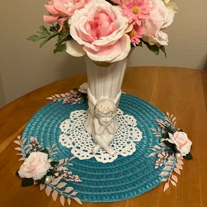 Dining table round table home decor kitchen placemat wedding table decor farmhouse decor round placemat table decor dining table decor woven