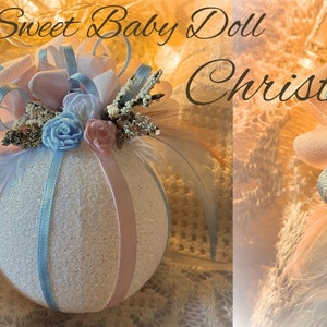 Shabby Chic Christmas Ornament Rustic Holiday Decor Cottagecore Tree Decoration French Country Farmhouse Style Gift Mommy Gift for Her Pink
