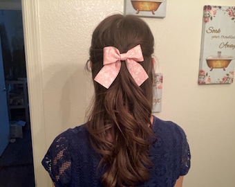 Pink Bow Hair Clip Coquette Hair Accessory for Women & Girls Vintage Style Ribbon Bow Cottagecore Hair Barrette Wedding Clip Senior Ball Bow