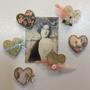 Magnete Kühlschrank Küche Dekor Haus Shabby Chic Dekor Geschenk für Sie Geschenk für Haus Geschenk für Frauen Geschenk Rose Geschenk-Set Herz-Magnet-Magnete
