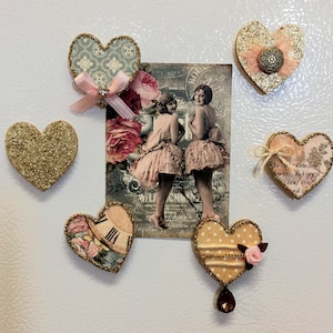 Magnete Kühlschrank Küche Dekor Haus Notizblock Shabby Chic Dekor Geschenk für Sie Geschenk für Haus Geschenk für Frauen Geschenk Rose Geschenk-Set Herz Magnet
