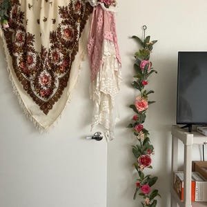 Lambsear garland party garland spring decor mantel garland greenery garland faux leaf garland greenery mantle decor lambsear greenery rose