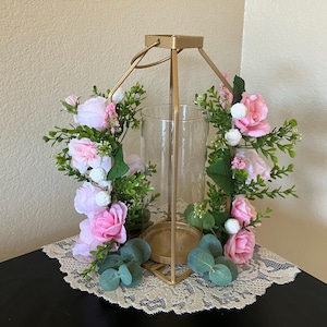 Shabby Chic Decor Lantern Centerpiece for Wedding Lantern Centerpiece Kitchen Shabby Lantern Table Lantern Display Candle Lantern Rose Pink