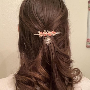 Hair bow clip shabby chic hair accessory vintage style bridal bow romantic hair clip for girl wedding bow cottagecore hairstyle accessory