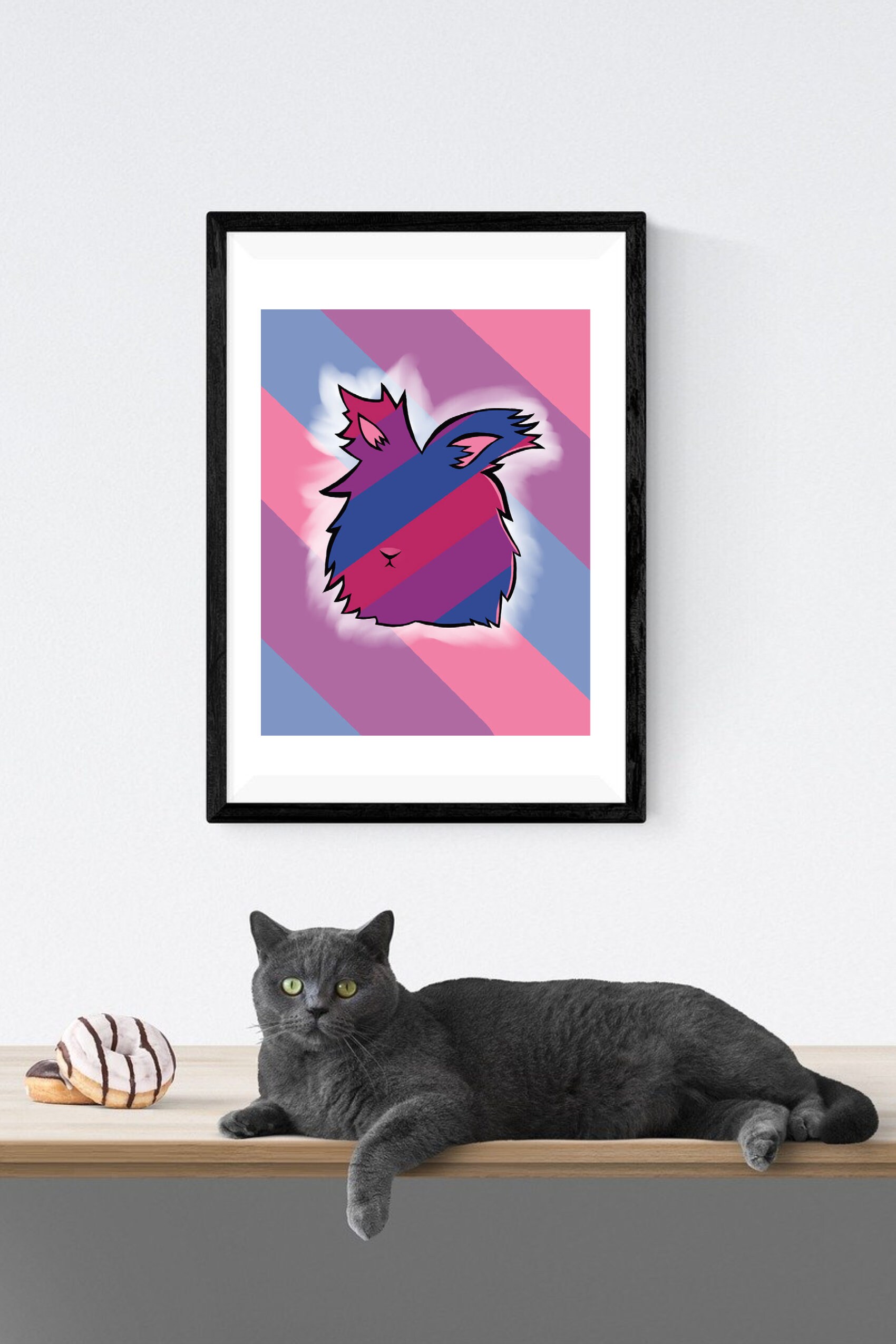 Bi Bunny Bisexual Art Print Pride Bunny Bi Flag Print Bi Etsy