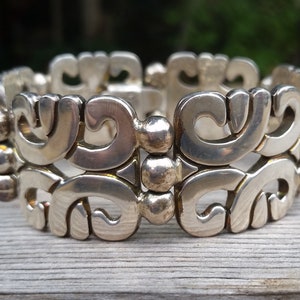Sterling Silver Curved Panel Link Bracelet