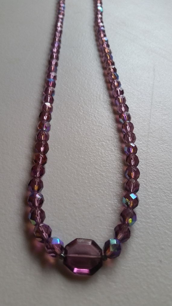 Vintage Purple AB Crystal Beaded Necklace