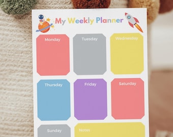 Kinder Wochenplaner - Weltraum Theme