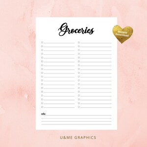 Grocery List Printable, Shopping List, Grocery Planner, Digital Grocery List  | INSTANT DOWNLOAD PDF